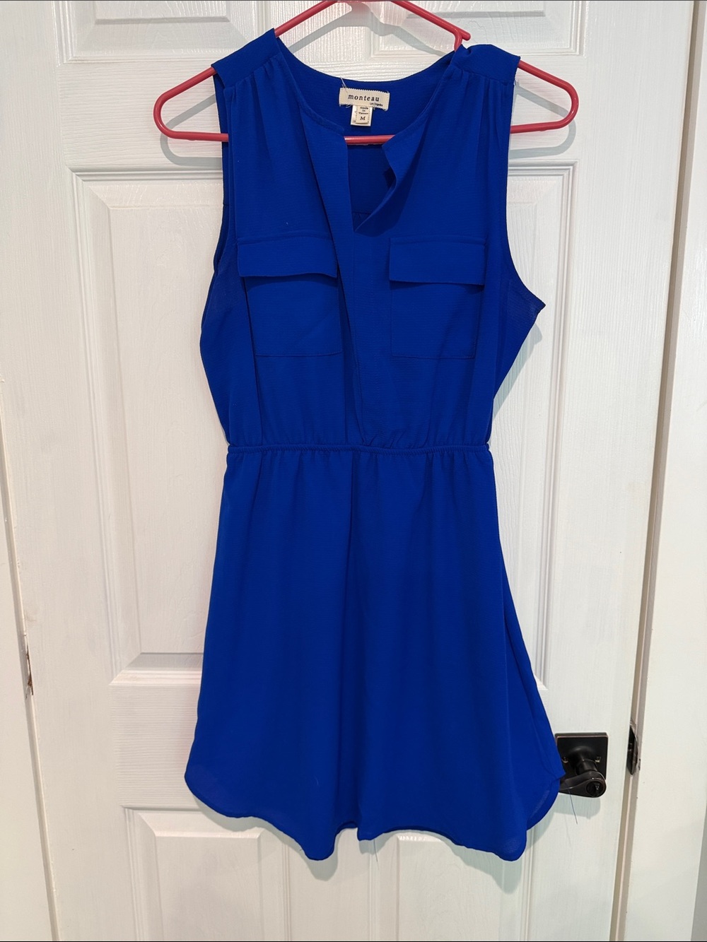 Monteau Cobalt Blue Sleeveless V-Neck Mini Dress